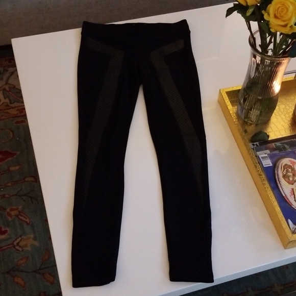 Boom Boom Jeans Pants - Black Leggings with Faux Leather Detail